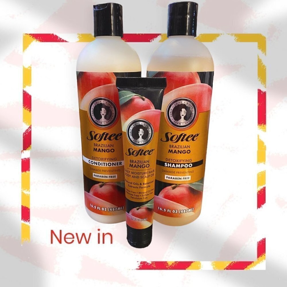 3 PC BUNDLE ~ Softee® Brazilian MANGO Shampoo, Conditioner & Oil Combo Hair Set